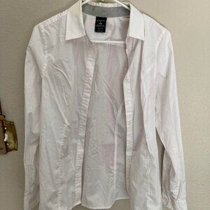Long Sleeved White Button Up , Sized Medium